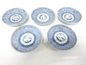 古伊万里　染付　みじん唐草　小皿　5客